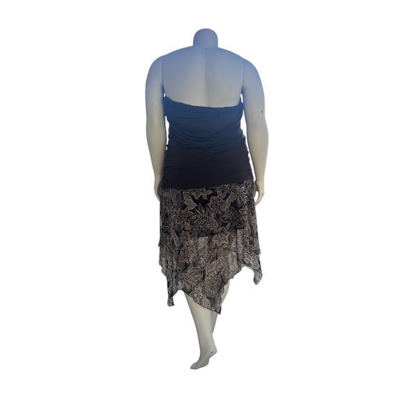 Vtg Erica Brooke Strapless Dress Size 24 Brown Fairy 80s Whimsical Floral Boho - Picture 4 of 12